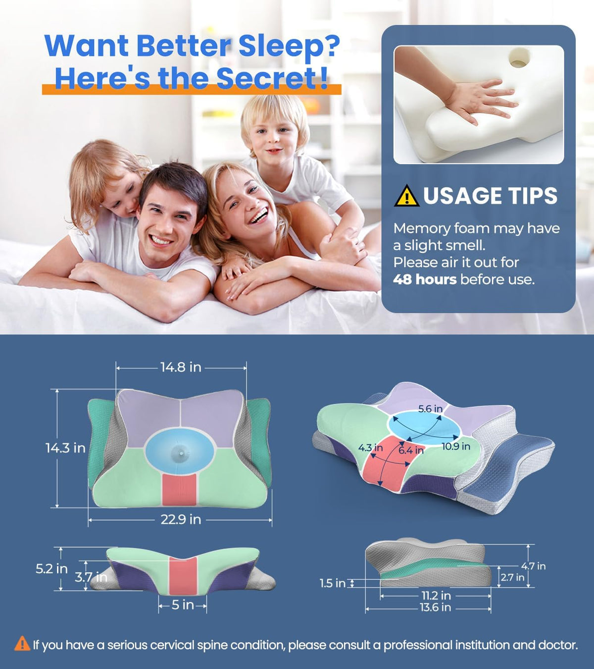 AeroRest™ - Adjustable Memory Foam Cervical Pillow