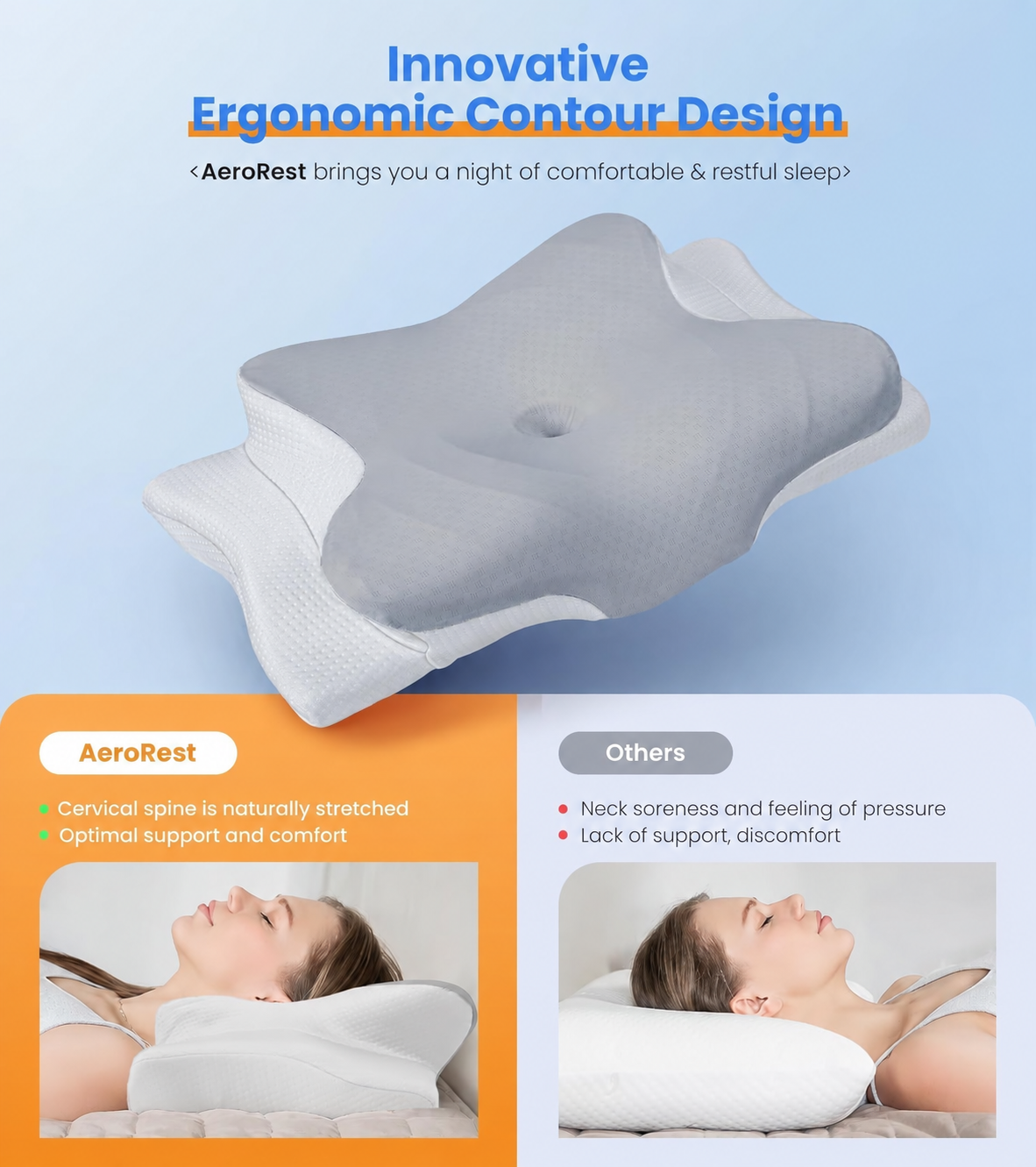 AeroRest™ - Adjustable Memory Foam Cervical Pillow