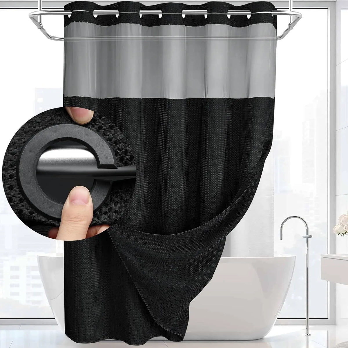Velixir™ - No Hooks Waffle Shower Curtain
