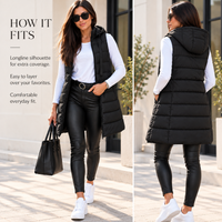 Velixir™ - Long Hooded Puffer Vest